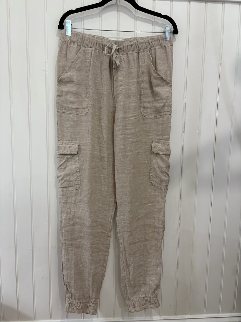 100% Linen Cargo Jogger Pants (L)
